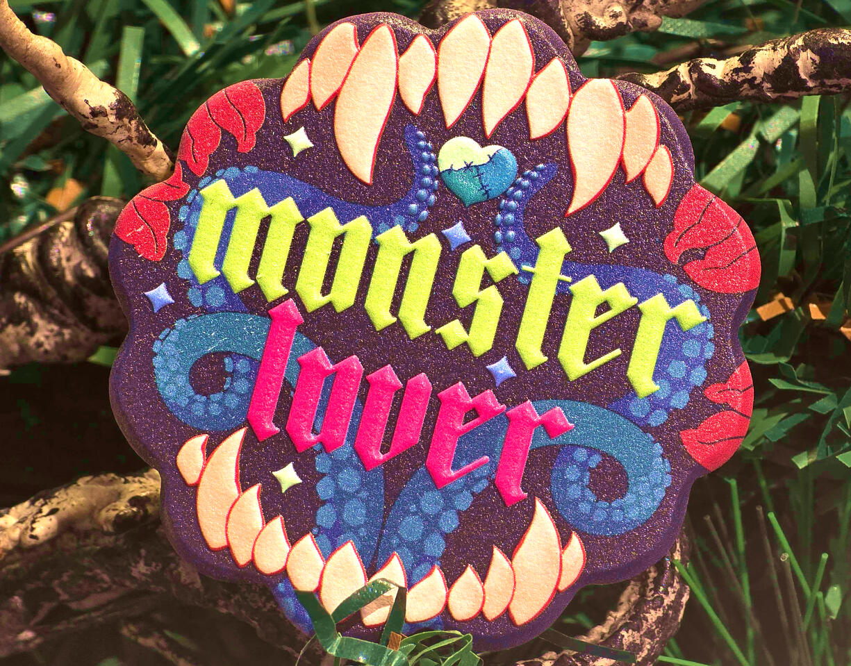 Monster Lover Wooden Button